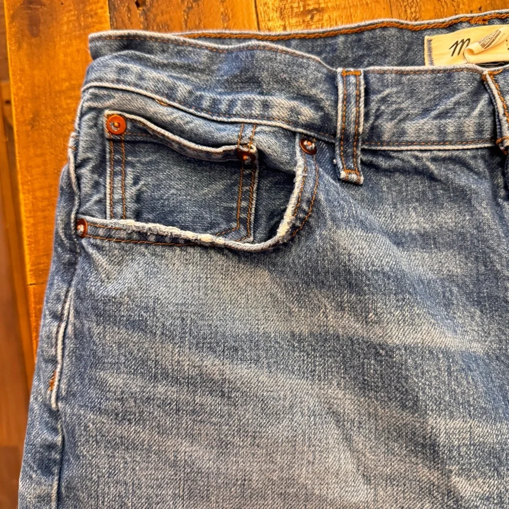 MADEWELL High-Rise‎ Long Denim Shorts in Brightwater Wash